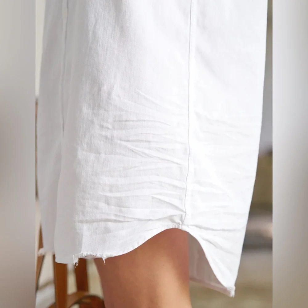 Frank & Eileen Mary Famous Denim White Button Down Shirt Dress Size Large - Picture 3 of 8